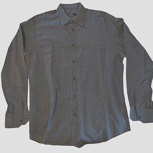 Bugatchi Men's Dark Gray Striped Shirt